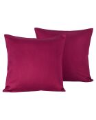 2 Housses de coussin en Satin de Coton Collection Olivia beet red