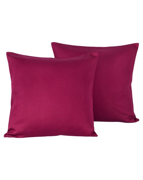 2 Housses de coussin en Satin de Coton Collection Olivia beet red