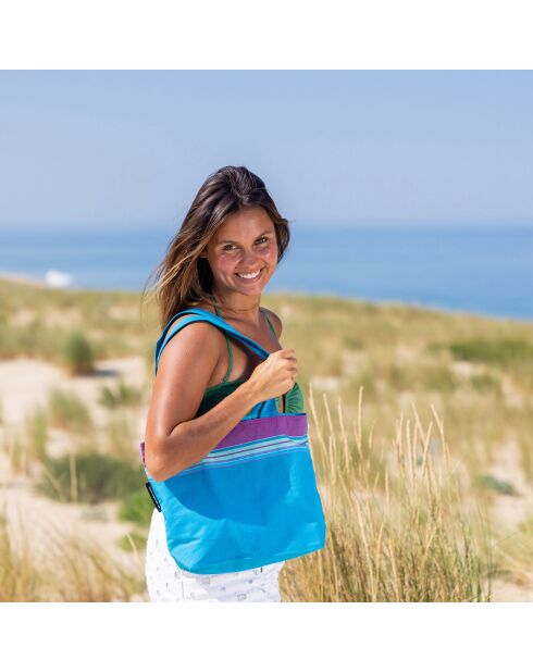 Petit sac de plage Santorin bleu - 28x38x10 cm