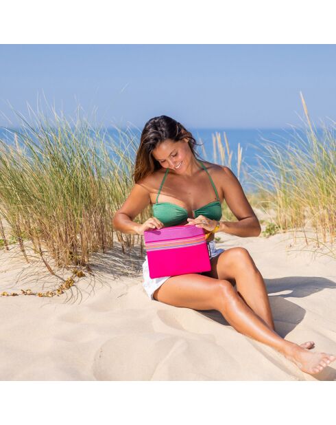 Pochette de plage Grenadines fushia - 28x21 cm