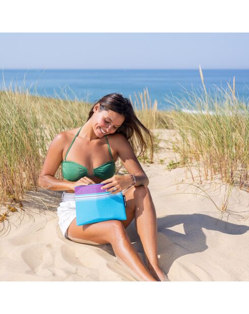 Pochette de plage Santorin bleue - 28x21 cm