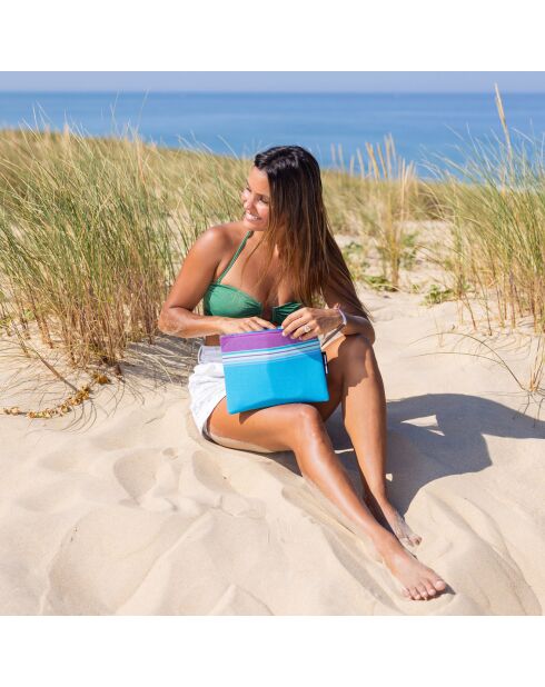 Pochette de plage Santorin bleue - 28x21 cm