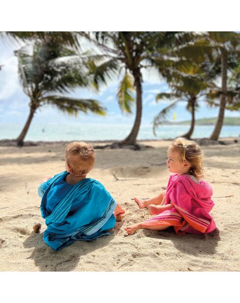 Poncho plage enfant Cap Ferret turquoise