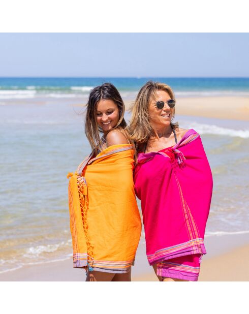 Kikoy-serviette Grenadines fushia - 165x95 cm