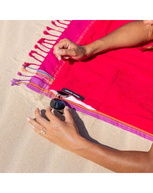 Kikoy-serviette Grenadines fushia - 165x95 cm
