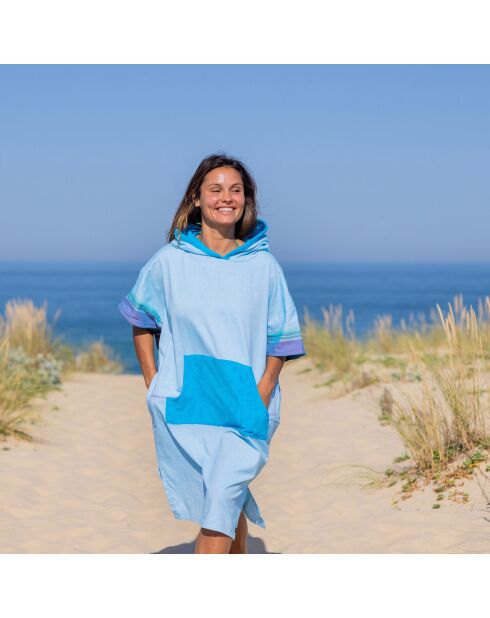 Poncho plage adulte Tiwi bleu - 105x68 cm