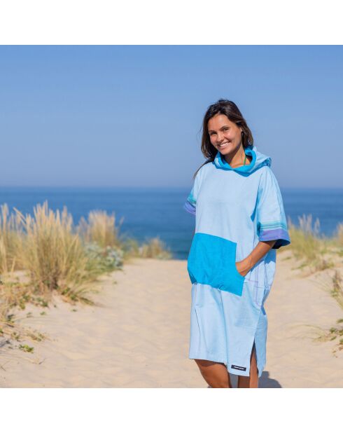 Poncho plage adulte Tiwi bleu - 105x68 cm