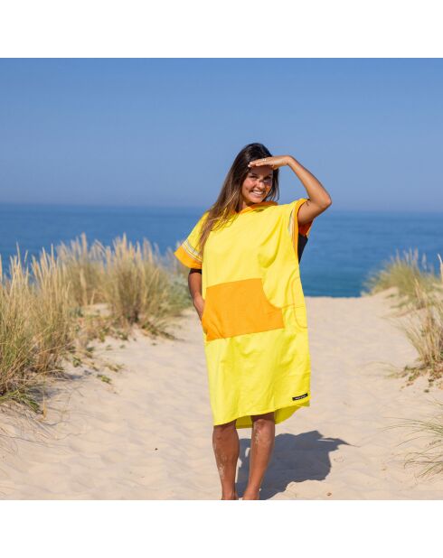 Poncho plage adulte Barthélémy jaune - 105x68 cm