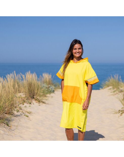 Poncho plage adulte Barthélémy jaune - 105x68 cm