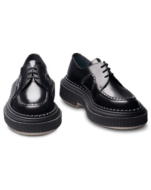 Derbies à Lacets en Cuir de Veau noires