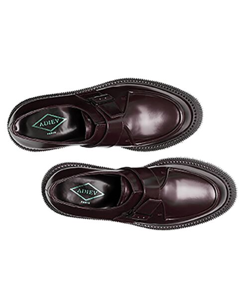 Derbies à Boucle en Cuir de Veau bordeaux
