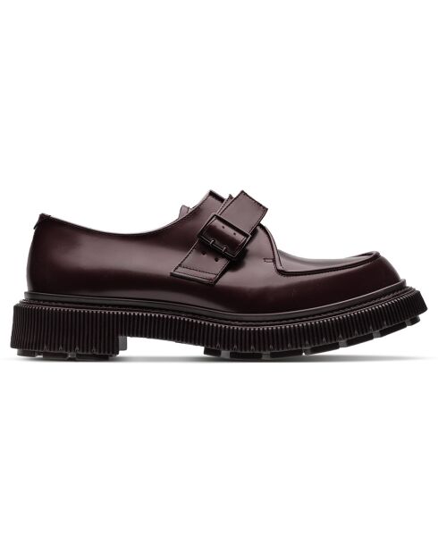 Derbies à Boucle en Cuir de Veau bordeaux