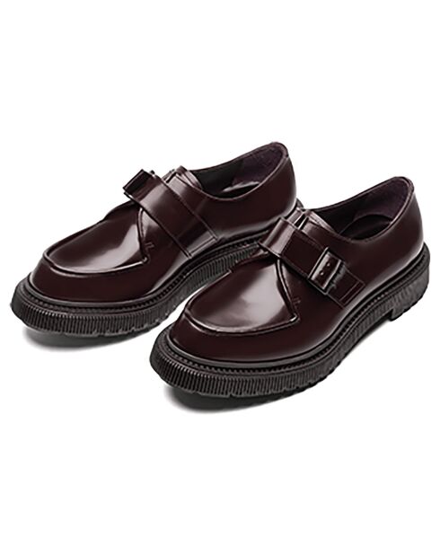 Derbies à Boucle en Cuir de Veau bordeaux