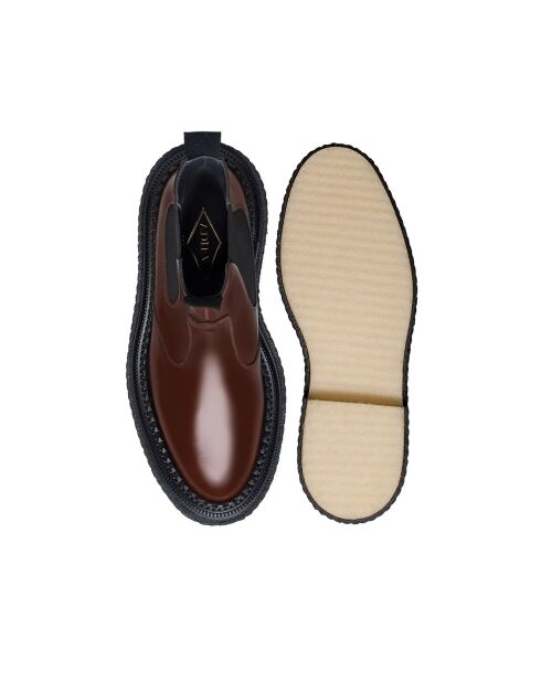 Bottines Chelsea en Cuir de Veau marron/doré