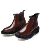 Bottines Chelsea en Cuir de Veau marron/doré