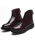 Bottines à Lacets en Cuir de Veau bordeaux