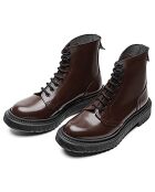 Bottines à Lacets en Cuir de Veau marron foncé