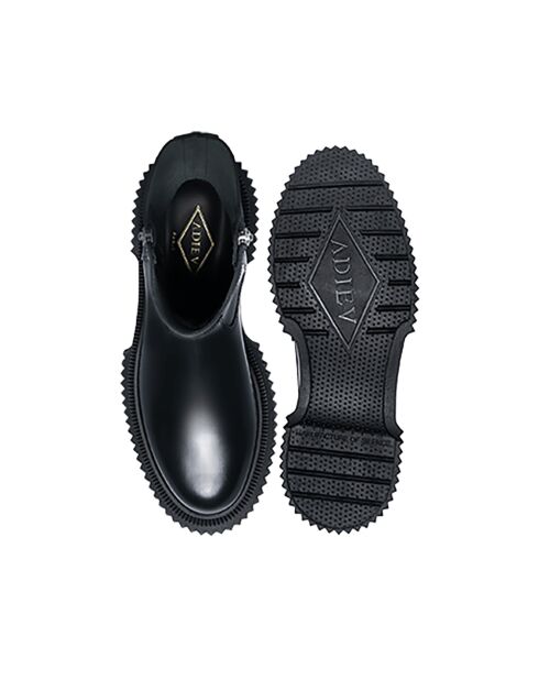 Bottines Hautes à Fermeture en Cuir de Veau noires