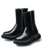 Bottines Hautes à Fermeture en Cuir de Veau noires