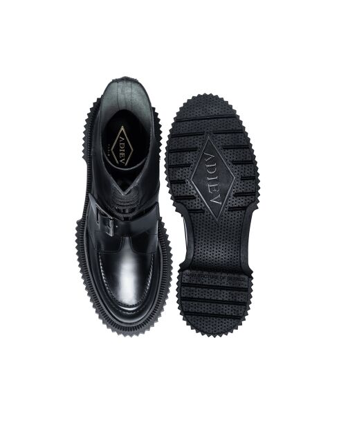 Bottines Hautes à Boucle en Cuir de Veau noires