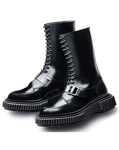 Bottines Hautes à Boucle en Cuir de Veau noires