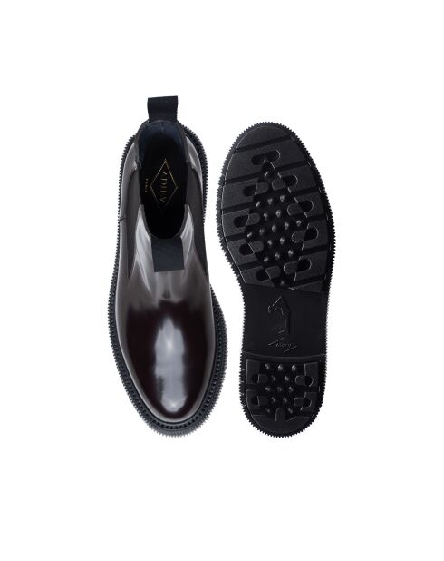 Bottines Chelsea en Cuir de Veau bordeaux