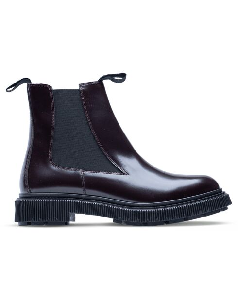 Bottines Chelsea en Cuir de Veau bordeaux