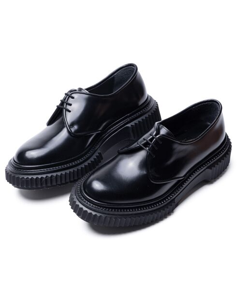 Derbies à Lacets en Cuir de Veau noires