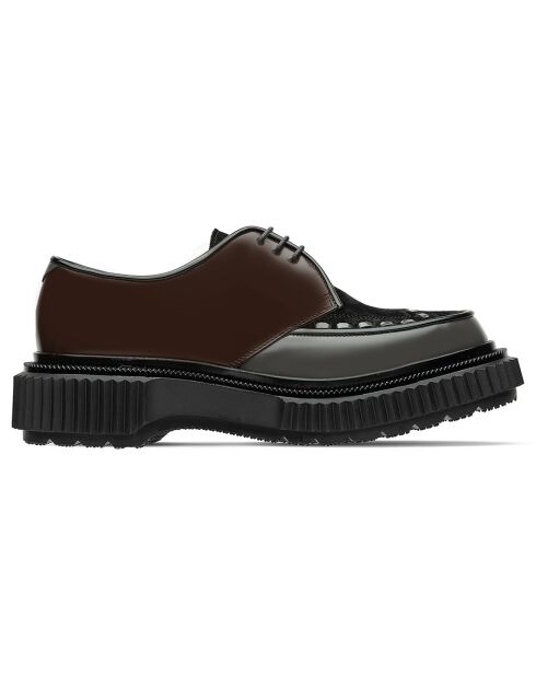 Derbies à Lacets en Cuir marron foncé/noir/asphalte