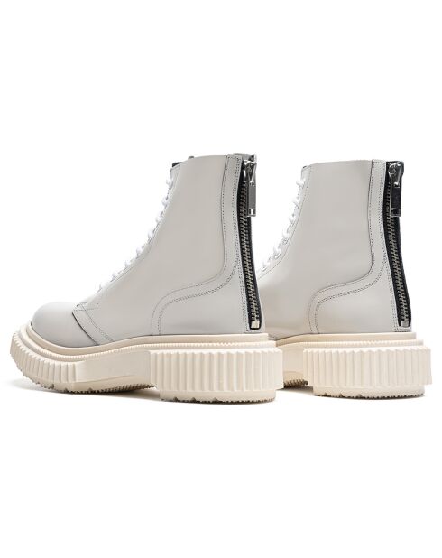 Bottines à Lacets en Cuir de Veau beiges