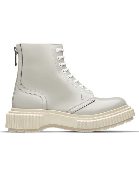 Bottines à Lacets en Cuir de Veau beiges