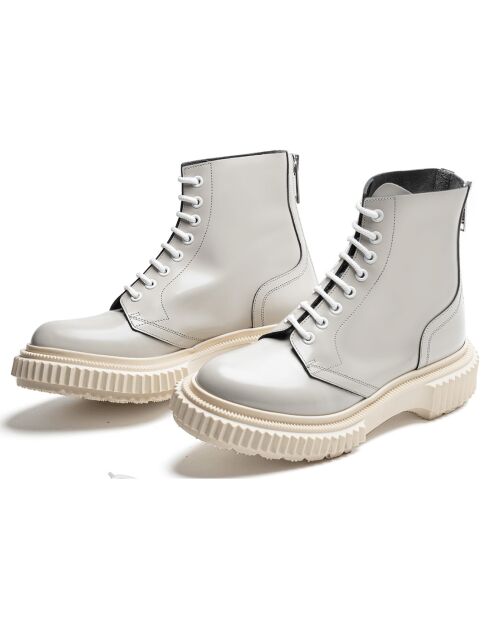 Bottines à Lacets en Cuir de Veau beiges
