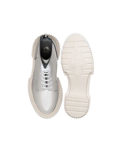 Bottines à Lacets en Cuir de Veau beiges