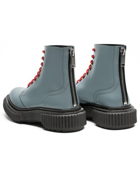 Bottines à Lacets en Cuir de Veau grises