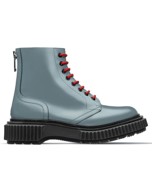 Bottines à Lacets en Cuir de Veau grises