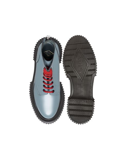 Bottines à Lacets en Cuir de Veau grises