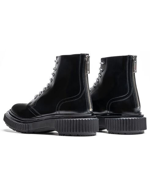 Bottines à Lacets en Cuir de Veau noires