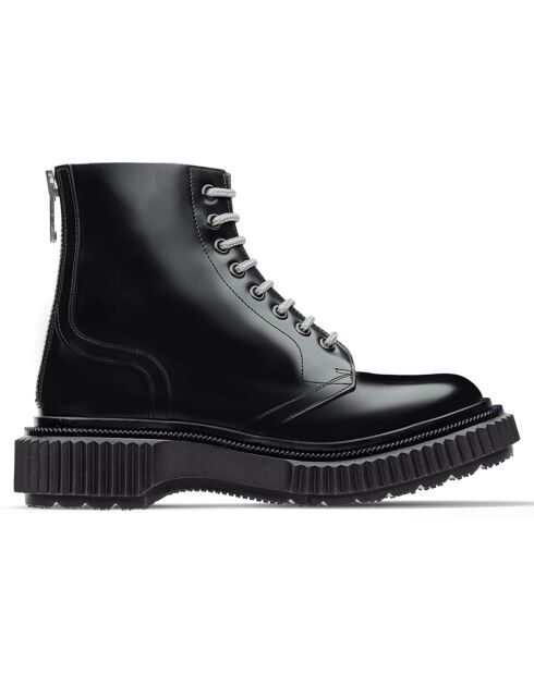 Bottines à Lacets en Cuir de Veau noires