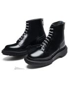 Bottines à Lacets en Cuir de Veau noires