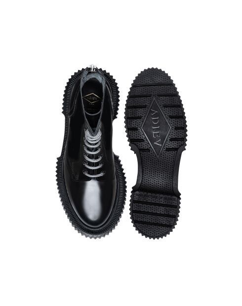 Bottines à Lacets en Cuir de Veau noires