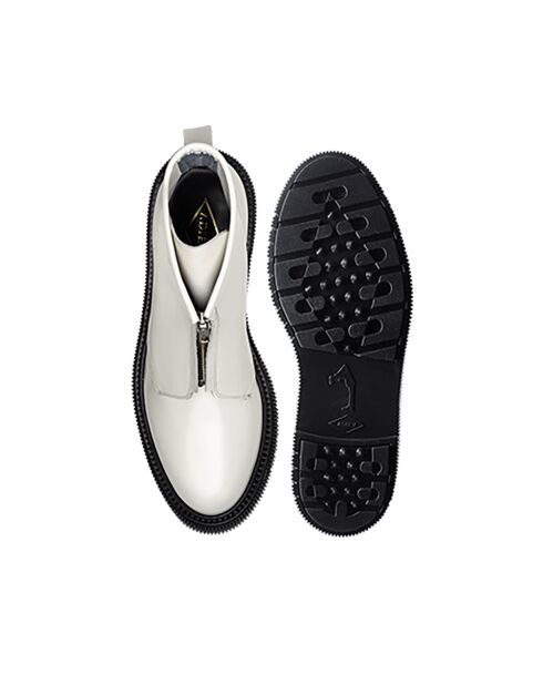 Bottines à Fermeture en Cuir de Veau ivoire