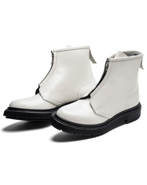 Bottines à Fermeture en Cuir de Veau ivoire