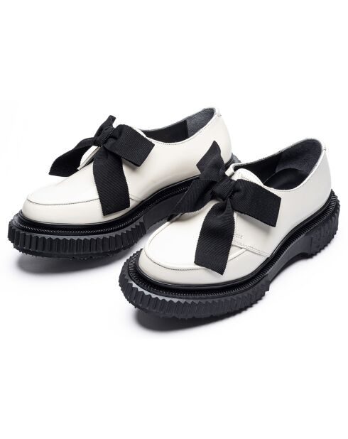 Derbies à Noeud en Cuir de Veau ivoire