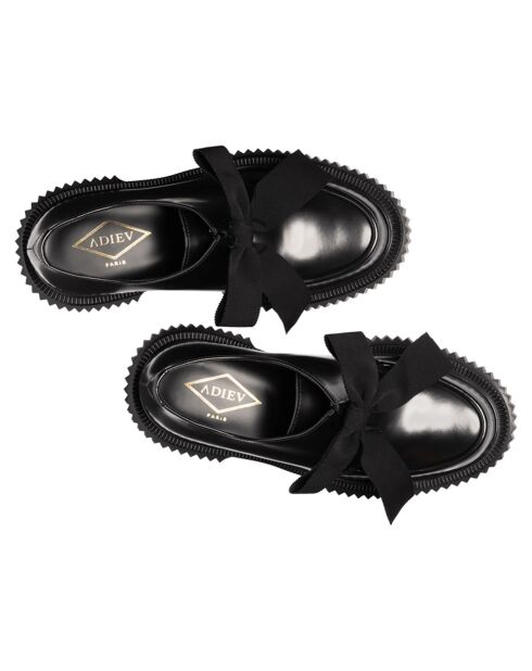 Derbies à Noeud en Cuir de Veau noires