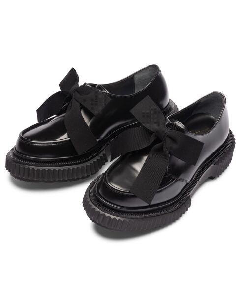 Derbies à Noeud en Cuir de Veau noires