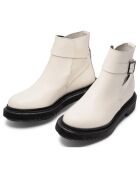 Bottines à Boucle en Cuir de Veau ivoire