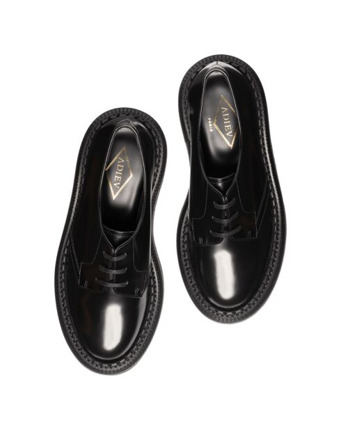 Derbies à Plateforme en Cuir de Veau noires