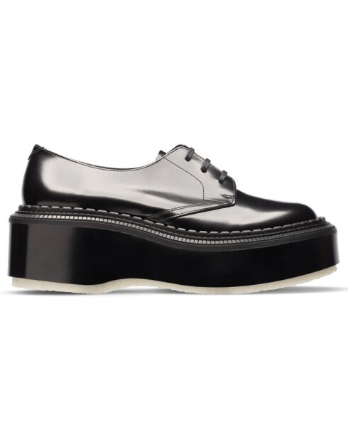 Derbies à Plateforme en Cuir de Veau noires