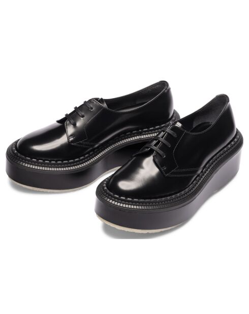 Derbies à Plateforme en Cuir de Veau noires