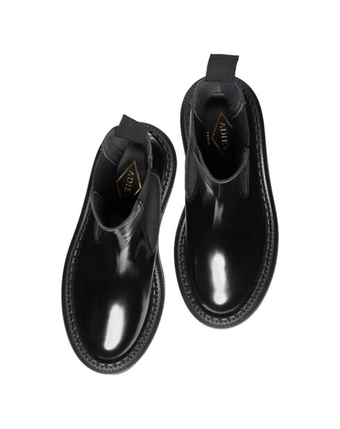 Bottines Chelsea à Plateforme en Cuir de Veau  noires